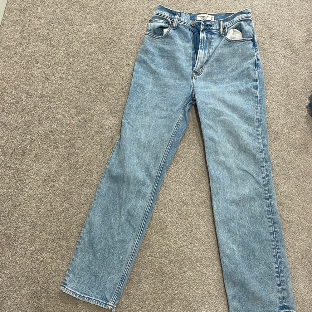 Abercrombie & Fitch, the ankle straight ultra high rise jeans, medium wash